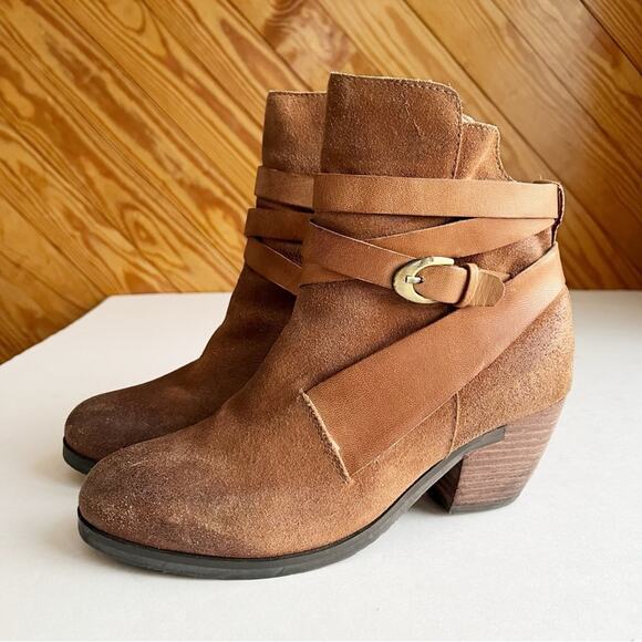 Antelope Anthropologie Gillie Wrap Booties Leather Brown - Picture 6 of 12